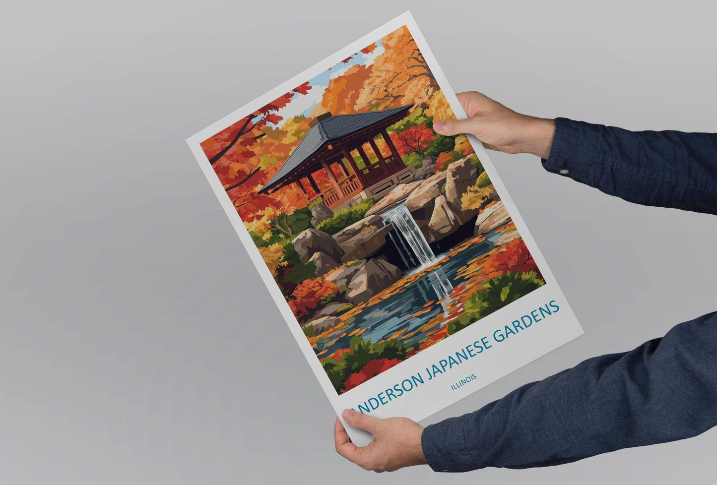 Anderson Japanese Gardens Travel Print Anderson Gardens Wall Decor Illinois Anderson Gardens Art Anderson Japanese Gardens Wall Art Poster