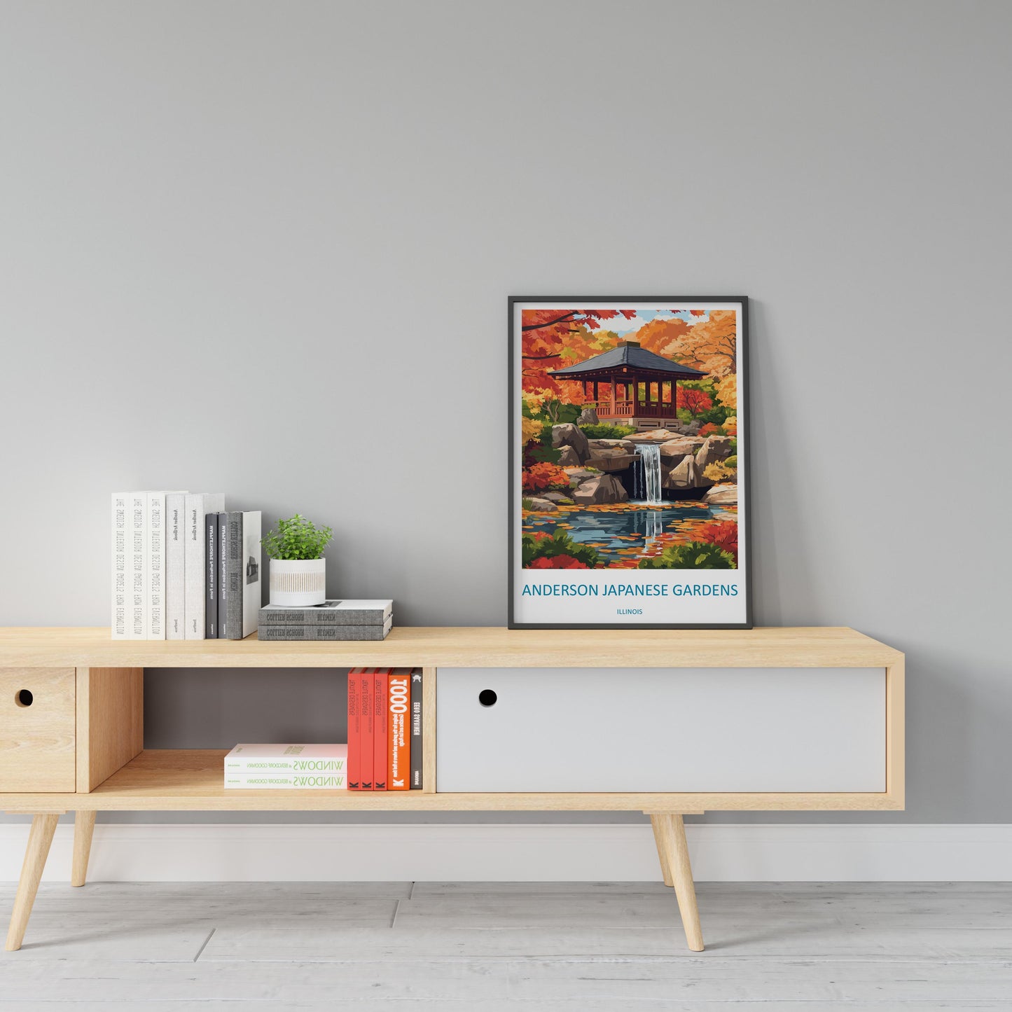 Anderson Japanese Gardens Travel Print Anderson Gardens Wall Decor Illinois Anderson Gardens Art Anderson Japanese Gardens Wall Art Poster