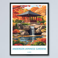 Anderson Japanese Gardens Travel Print Anderson Gardens Wall Decor Illinois Anderson Gardens Art Anderson Japanese Gardens Wall Art Poster