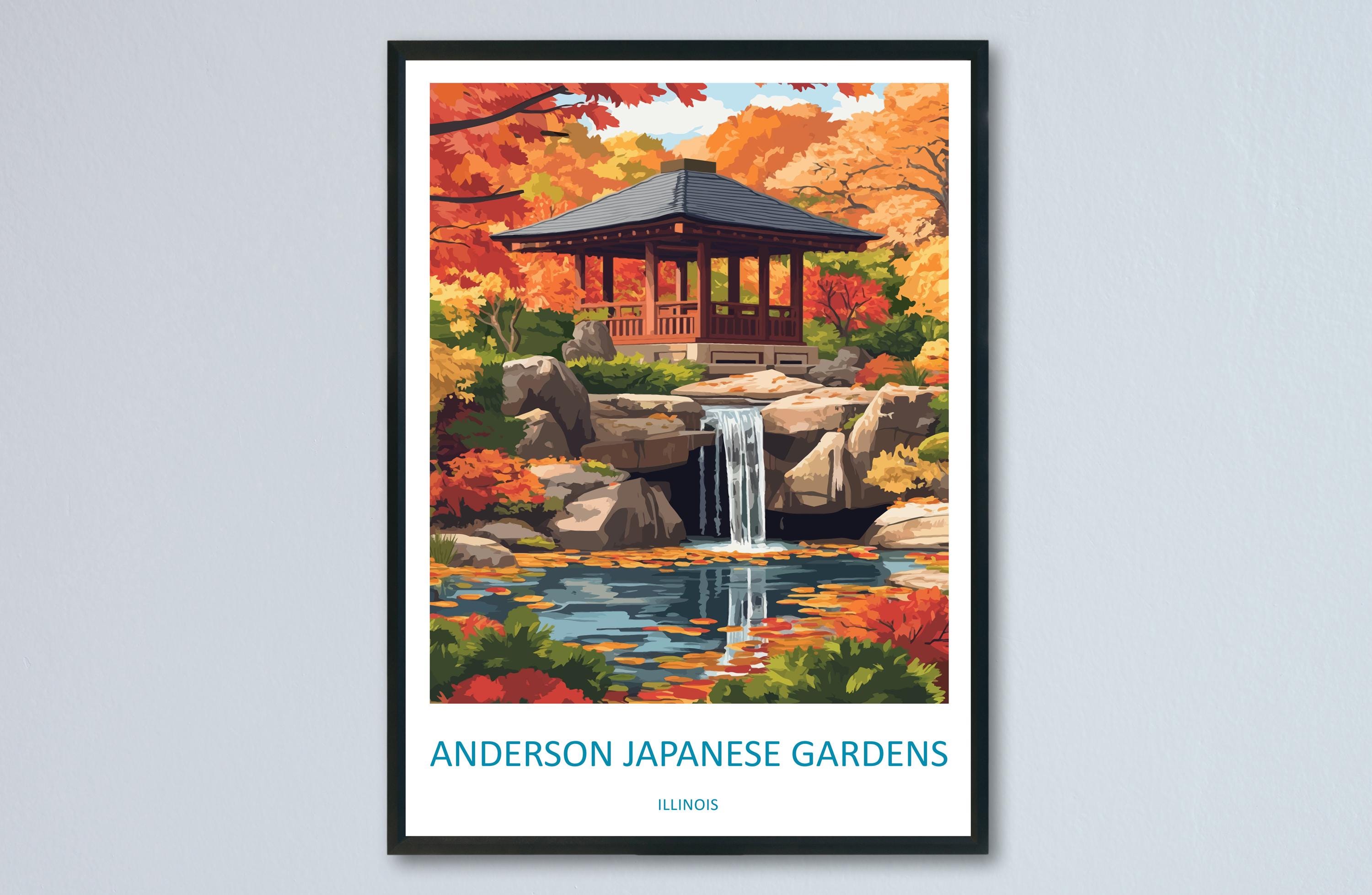 Anderson Japanese Gardens Travel Print Anderson Gardens Wall Decor Illinois Anderson Gardens Art Anderson Japanese Gardens Wall Art Poster