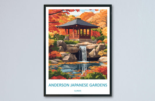 Anderson Japanese Gardens Travel Print Anderson Gardens Wall Decor Illinois Anderson Gardens Art Anderson Japanese Gardens Wall Art Poster