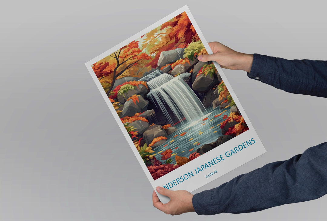 Anderson Japanese Gardens Travel Print Anderson Gardens Wall Decor Illinois Anderson Gardens Art Anderson Japanese Gardens Wall Art Poster