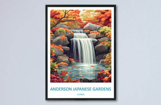 Anderson Japanese Gardens Travel Print Anderson Gardens Wall Decor Illinois Anderson Gardens Art Anderson Japanese Gardens Wall Art Poster