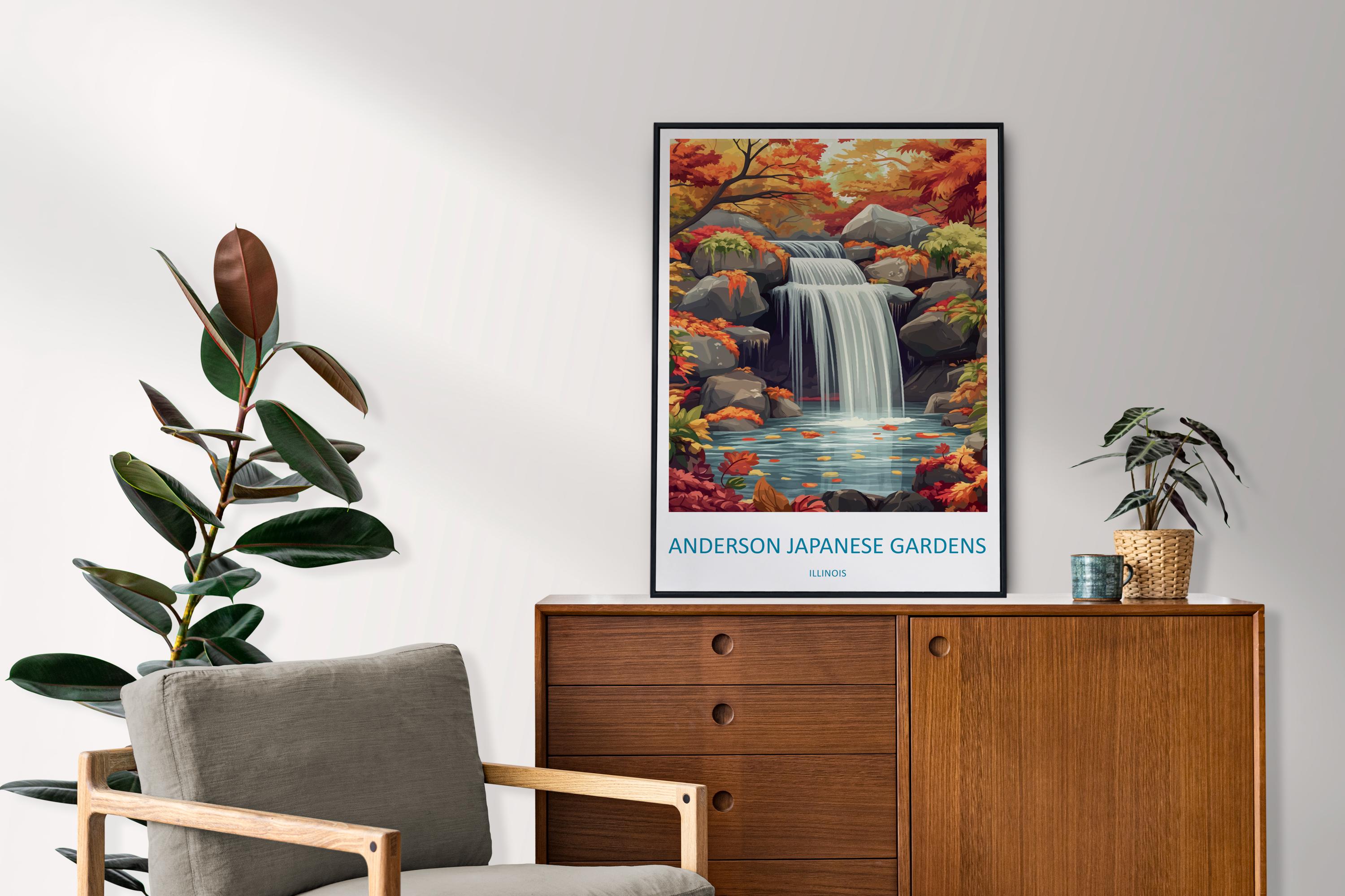 Anderson Japanese Gardens Travel Print Anderson Gardens Wall Decor Illinois Anderson Gardens Art Anderson Japanese Gardens Wall Art Poster