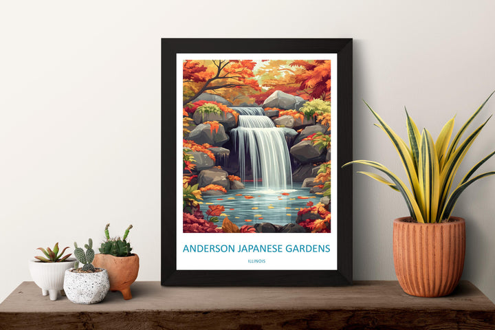 Anderson Japanese Gardens Travel Print Anderson Gardens Wall Decor Illinois Anderson Gardens Art Anderson Japanese Gardens Wall Art Poster