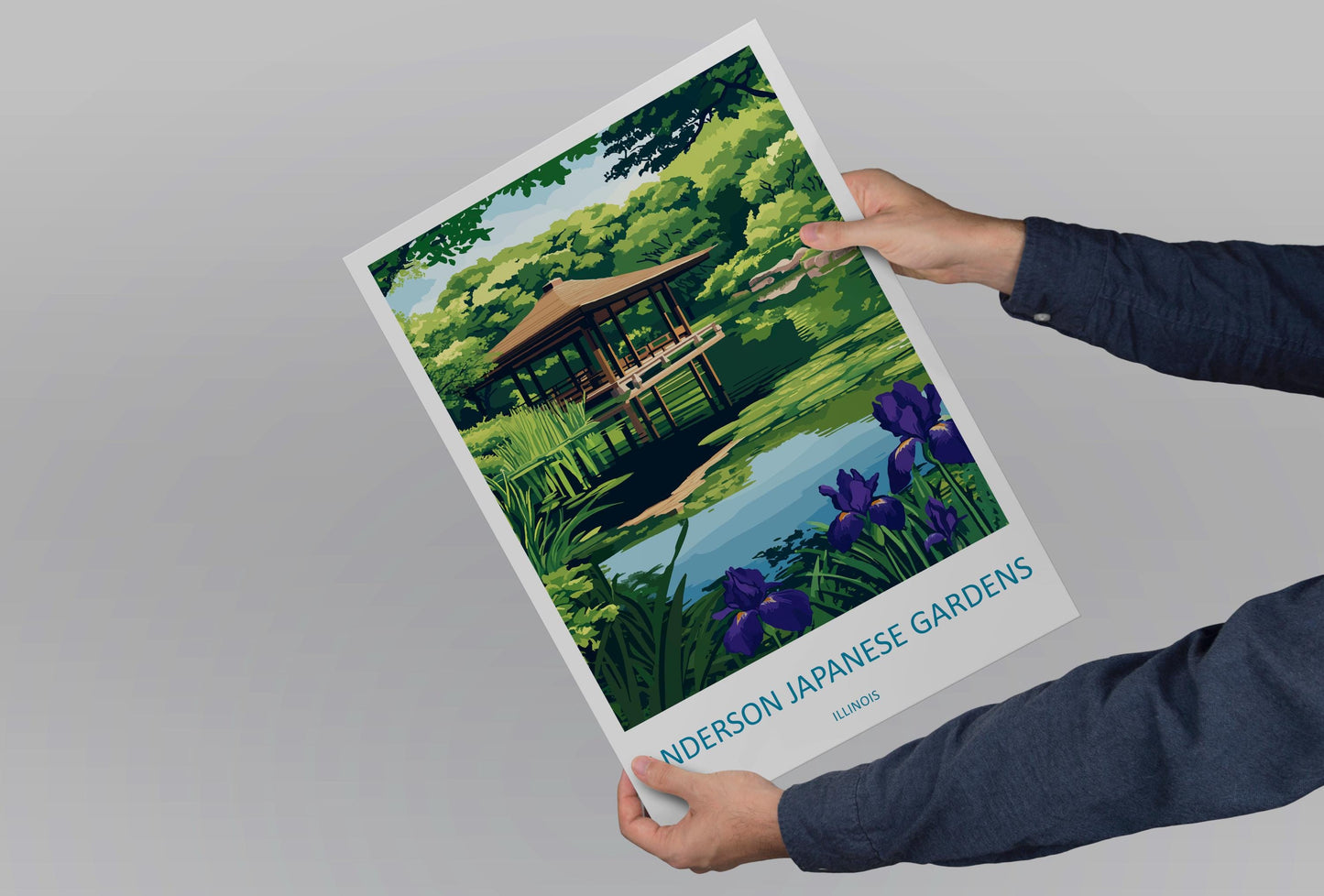 Anderson Japanese Gardens Travel Print Anderson Gardens Wall Decor Illinois Anderson Gardens Art Anderson Japanese Gardens Wall Art Poster