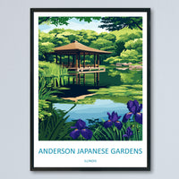 Anderson Japanese Gardens Travel Print Anderson Gardens Wall Decor Illinois Anderson Gardens Art Anderson Japanese Gardens Wall Art Poster