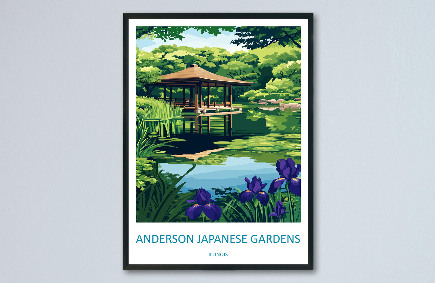 Anderson Japanese Gardens Travel Print Anderson Gardens Wall Decor Illinois Anderson Gardens Art Anderson Japanese Gardens Wall Art Poster