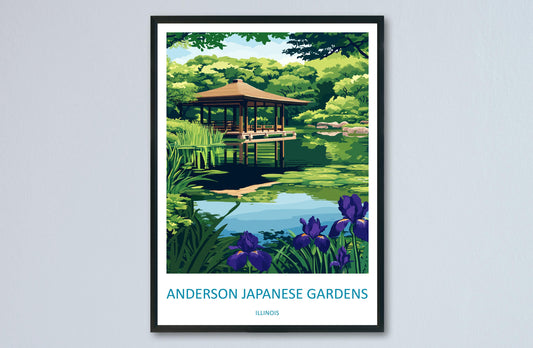 Anderson Japanese Gardens Travel Print Anderson Gardens Wall Decor Illinois Anderson Gardens Art Anderson Japanese Gardens Wall Art Poster