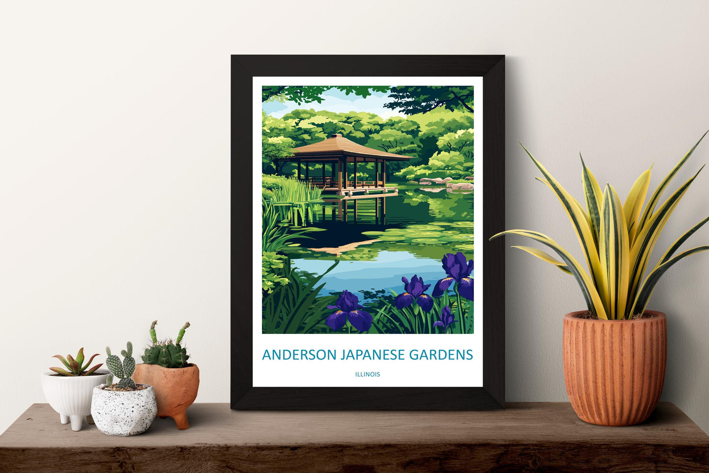 Anderson Japanese Gardens Travel Print Anderson Gardens Wall Decor Illinois Anderson Gardens Art Anderson Japanese Gardens Wall Art Poster