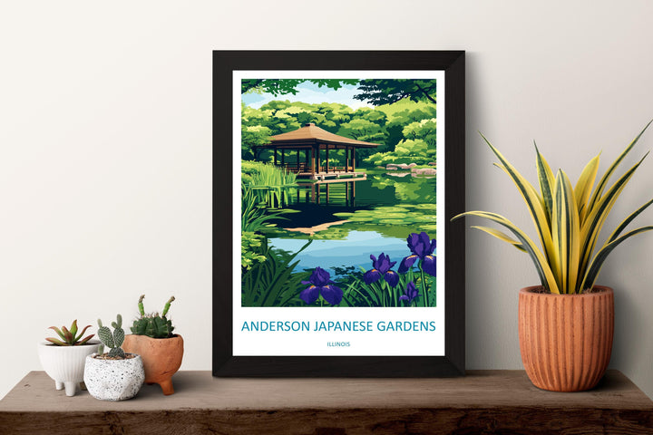 Anderson Japanese Gardens Travel Print Anderson Gardens Wall Decor Illinois Anderson Gardens Art Anderson Japanese Gardens Wall Art Poster