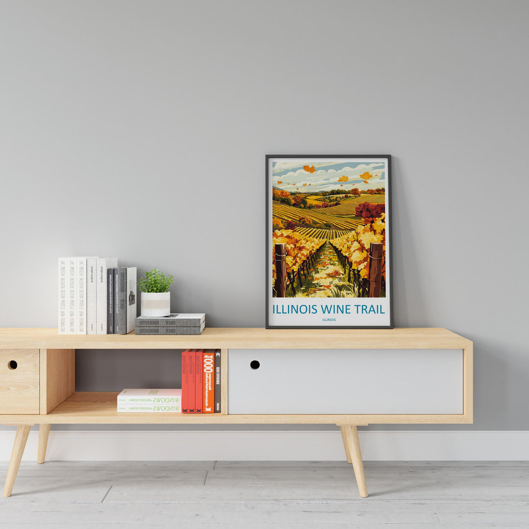 Southern Illinois Wine Trail Travel Print Southern Illinois Wall Decor Illinois Wine Trail Art Illinois Wall Art Poster Gift for Wine Lovers