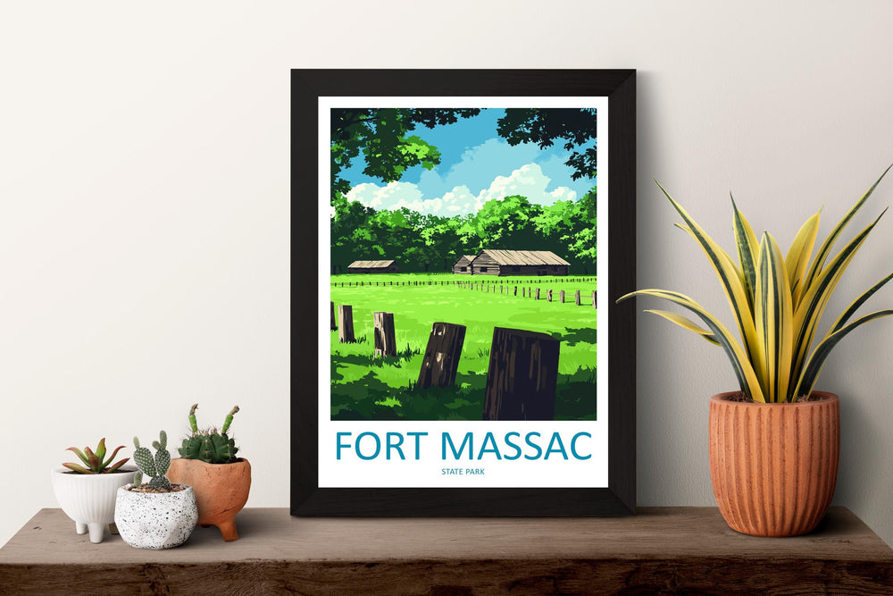 Fort Massac State Park Travel Print Fort Massac Wall Decor Illinois Fort Massac Art Fort Massac Wall Art Poster Gift for History Lovers