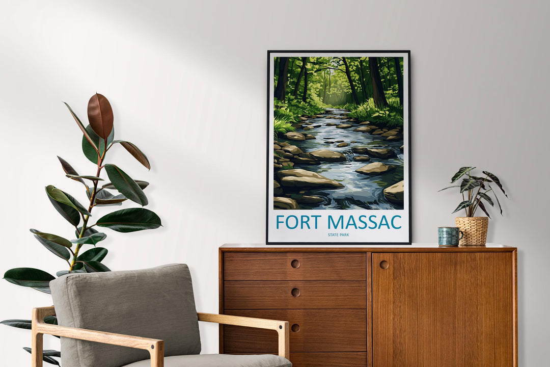 Fort Massac State Park Travel Print Fort Massac Wall Decor Illinois Fort Massac Art Fort Massac Wall Art Poster Gift for History Lovers