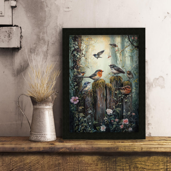 Vintage Singing Birds Print, Woodland Animal Art, Cottagecore Decor