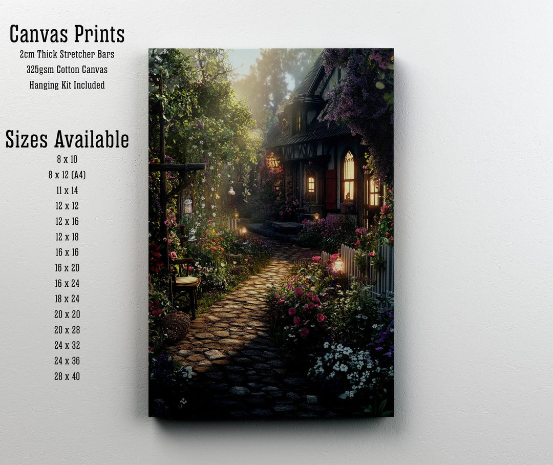 Vintage Fairy Village Print – Cottagecore Fantasy Wall Decor