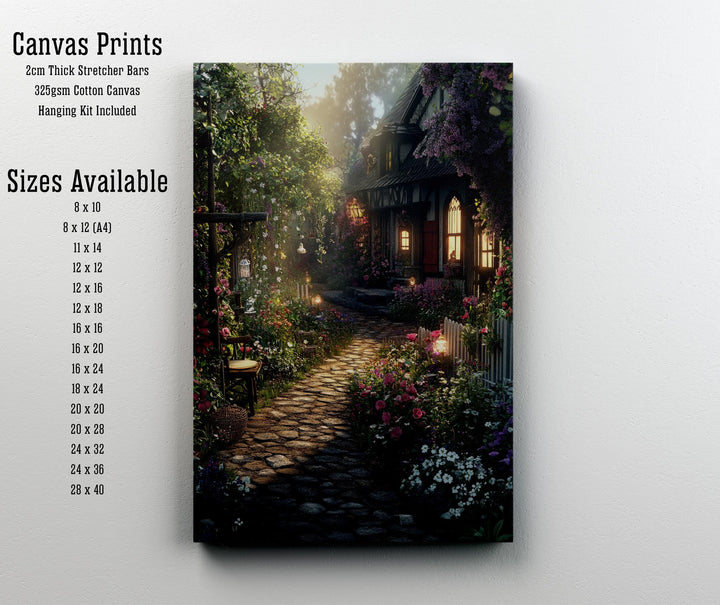 Vintage Fairy Village Print – Cottagecore Fantasy Wall Decor