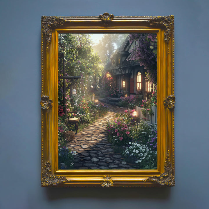 Vintage Fairy Village Print – Cottagecore Fantasy Wall Decor