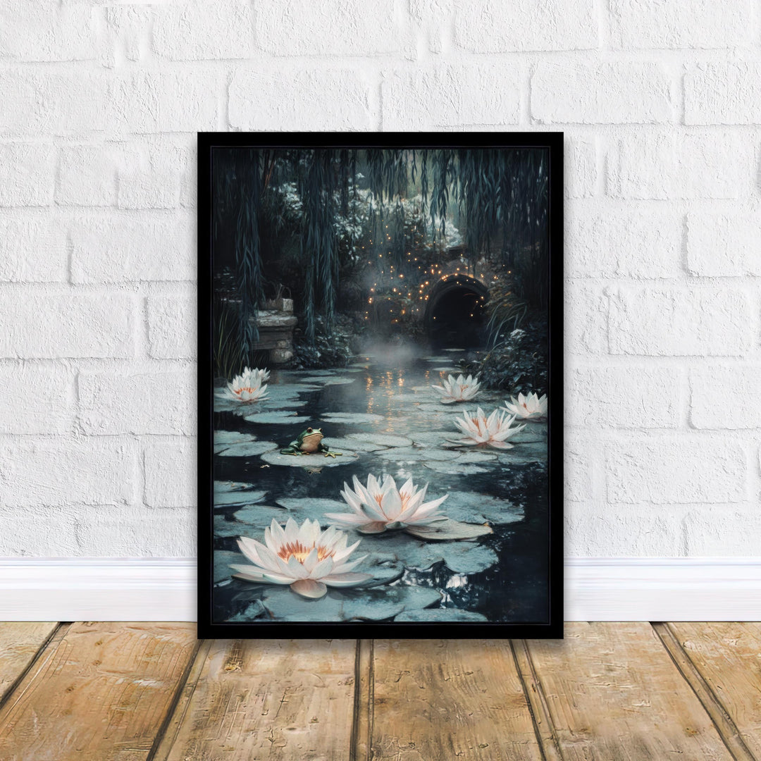 Frog Pond Vintage Art Print: Dark Academia, Cottagecore Decor