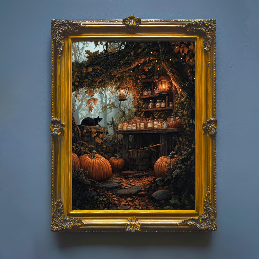 Pumpkin Apothecary Print | Vintage Cottagecore Witchy Wall Art