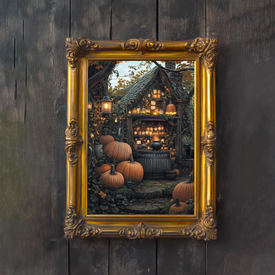 Pumpkin Patch Apothecary Print, Vintage Witchy Cottagecore Wall Art