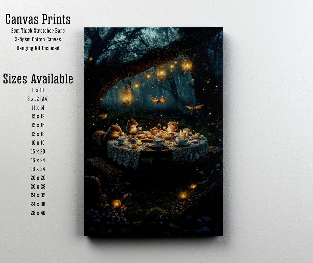 Animal Tea Party Print, Vintage Cottagecore Woodland Wall Art