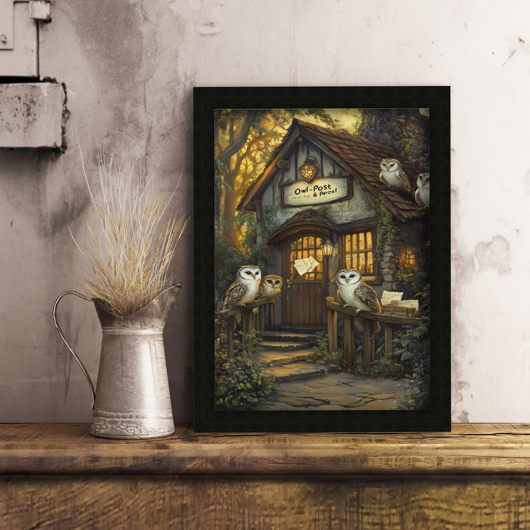 Owl Post Cottage Print, Vintage Witchy Art, Dark Academia Decor
