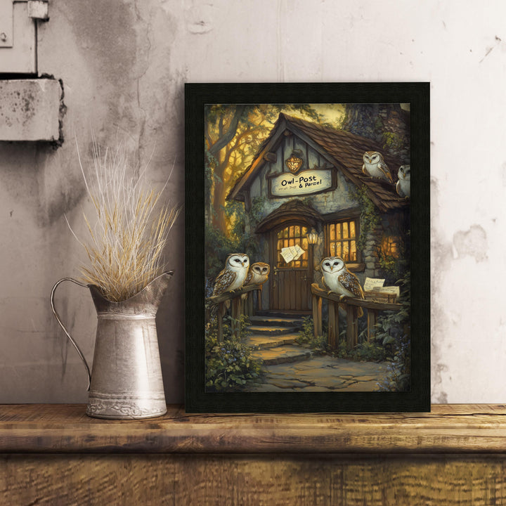 Owl Post Cottage Print, Vintage Witchy Art, Dark Academia Decor