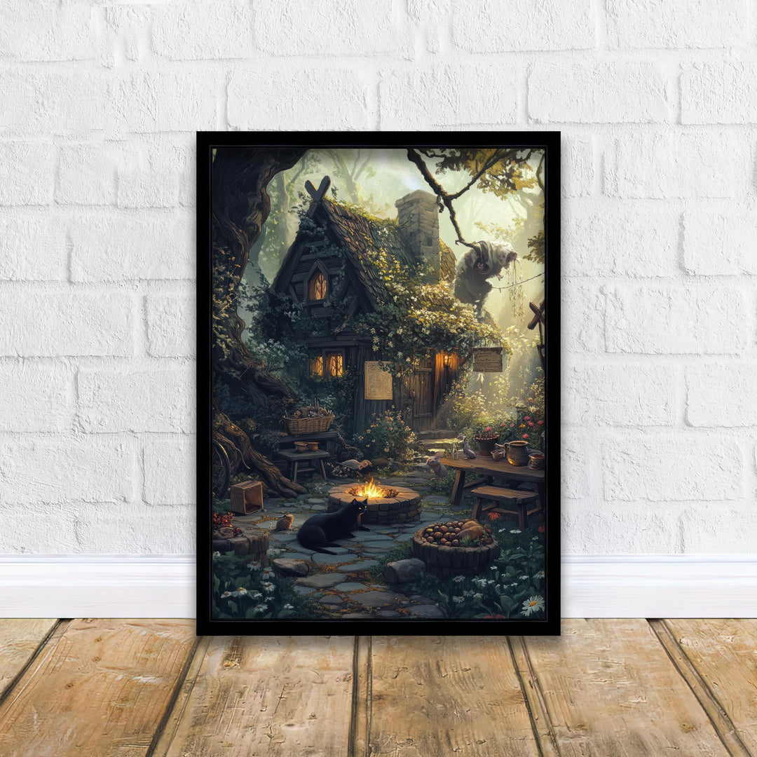 Witch's Cottage Print | Vintage Witchy Art, Dark Academia Decor