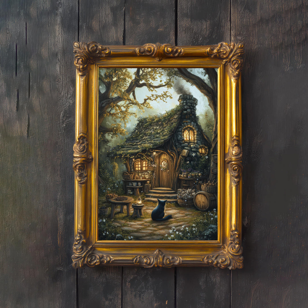 Witch's Haven Cottagecore Art Print, Vintage Witchy Cottage Decor