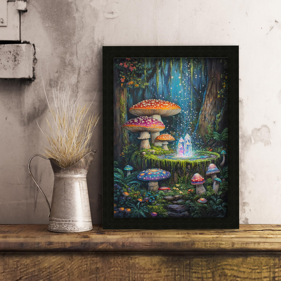 Mushroom Forest Print | Vintage Cottagecore Wall Art