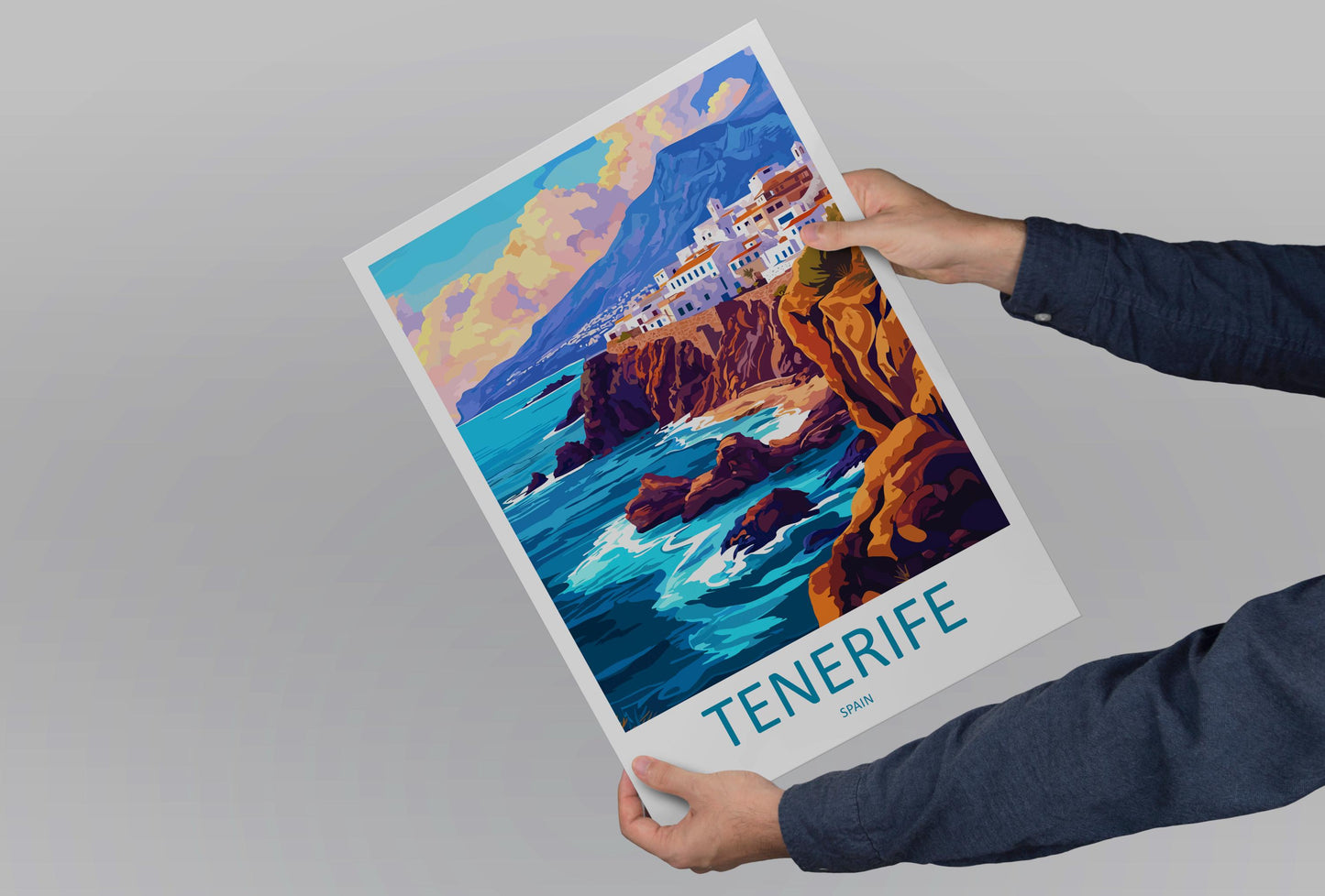 Tenerife Travel Print Tenerife Wall Art Canary Islands Poster Volcano Beach Decor Gift for Spain Lover Coastal Landscape Art Print
