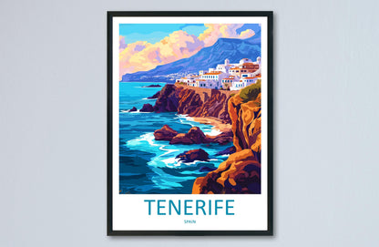 Tenerife Travel Print Tenerife Wall Art Canary Islands Poster Volcano Beach Decor Gift for Spain Lover Coastal Landscape Art Print