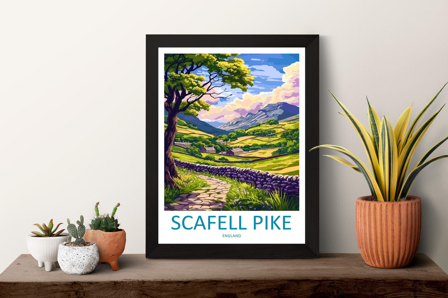 Scafell Pike Print Lake District Wall Art England Mountain Poster UK Hiking Decor Gift for Nature Lover British Landscape Art