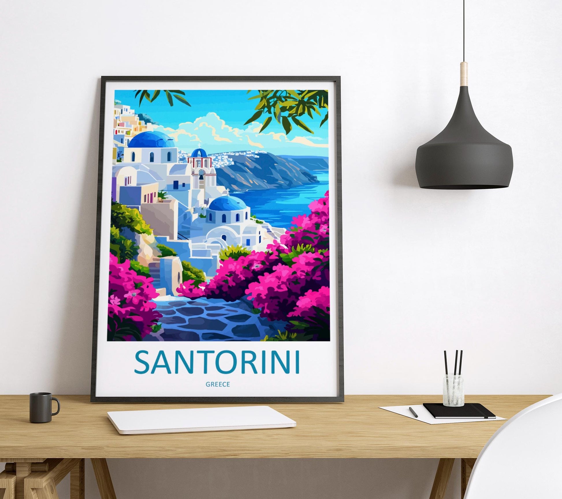 Santorini Travel Print Santorini Wall Art Greece Island Poster Cycladic Decor Gift for Mediterranean Lover Coastal Sunset Art