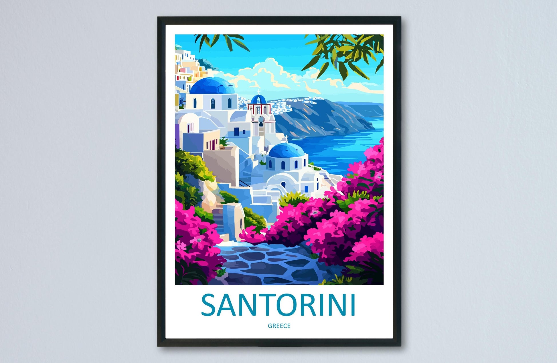 Santorini Travel Print Santorini Wall Art Greece Island Poster Cycladic Decor Gift for Mediterranean Lover Coastal Sunset Art