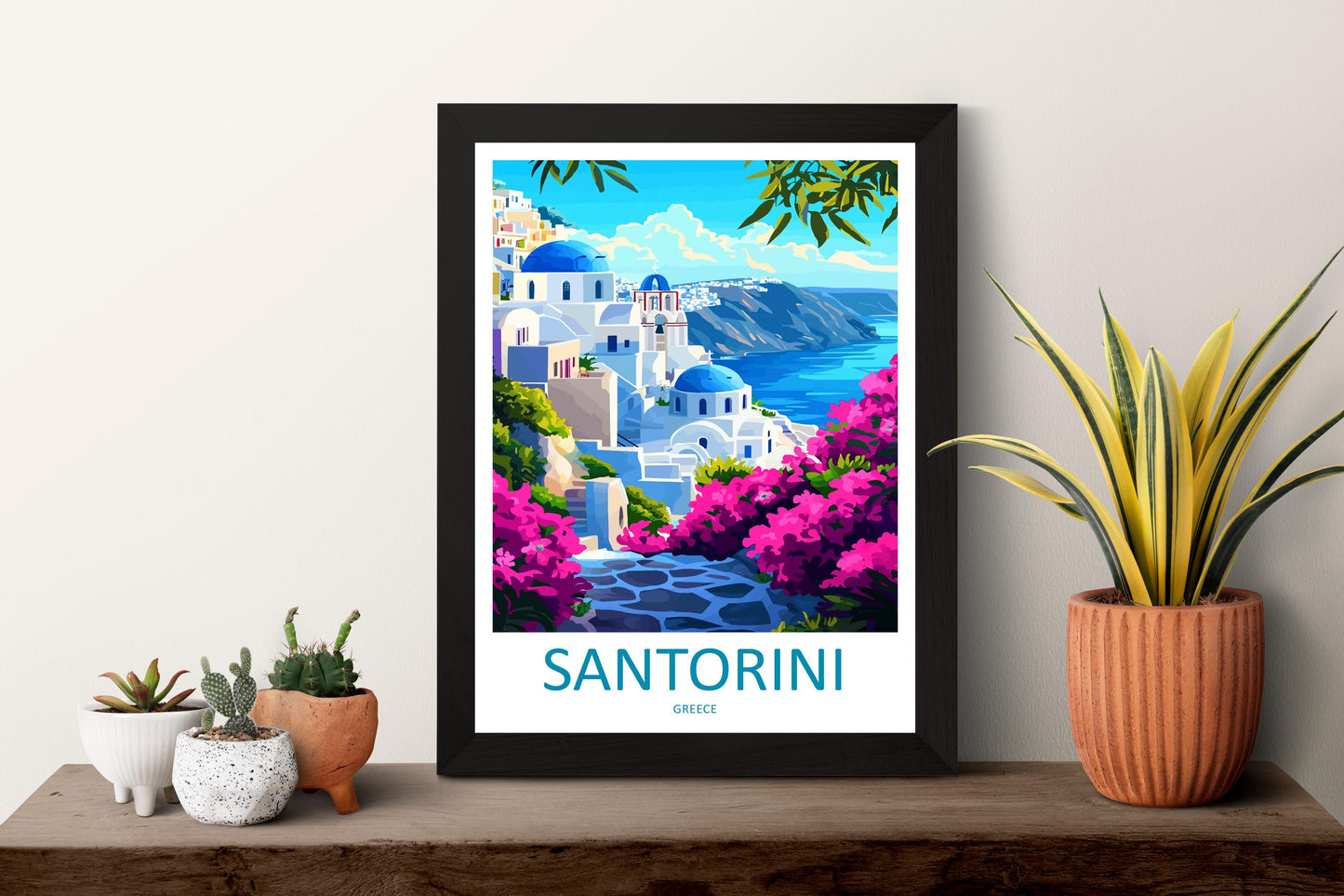 Santorini Travel Print Santorini Wall Art Greece Island Poster Cycladic Decor Gift for Mediterranean Lover Coastal Sunset Art