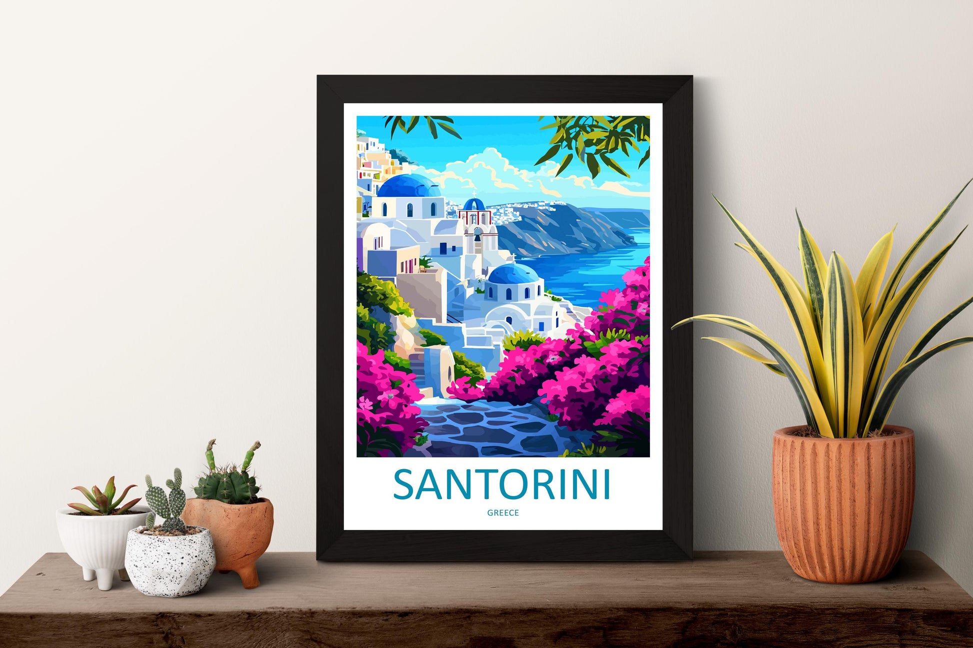 Santorini Travel Print Santorini Wall Art Greece Island Poster Cycladic Decor Gift for Mediterranean Lover Coastal Sunset Art