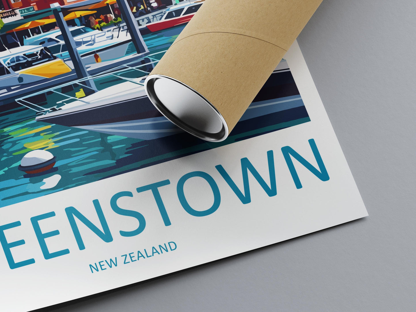 Queenstown Travel Print New Zealand Wall Art Mountain Lake Poster Adventure Decor Gift for Nature Lover Scenic Landscape Art
