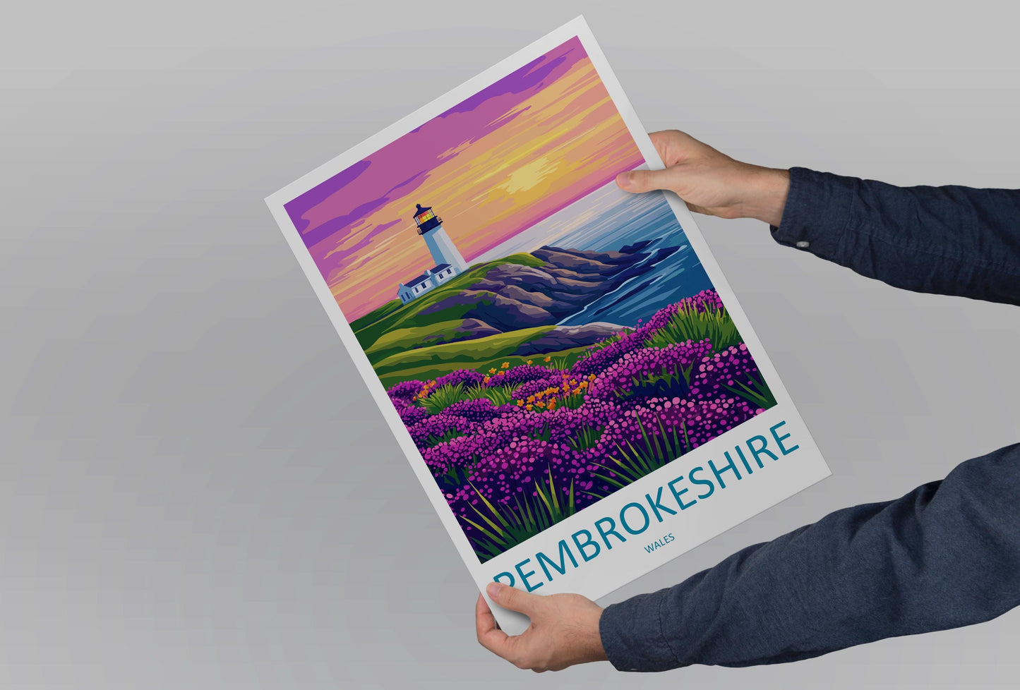 Pembrokeshire Travel Print Wales Wall Art Coastal Path Poster Seaside Decor Gift for Nature Lover UK Landscape Art Print