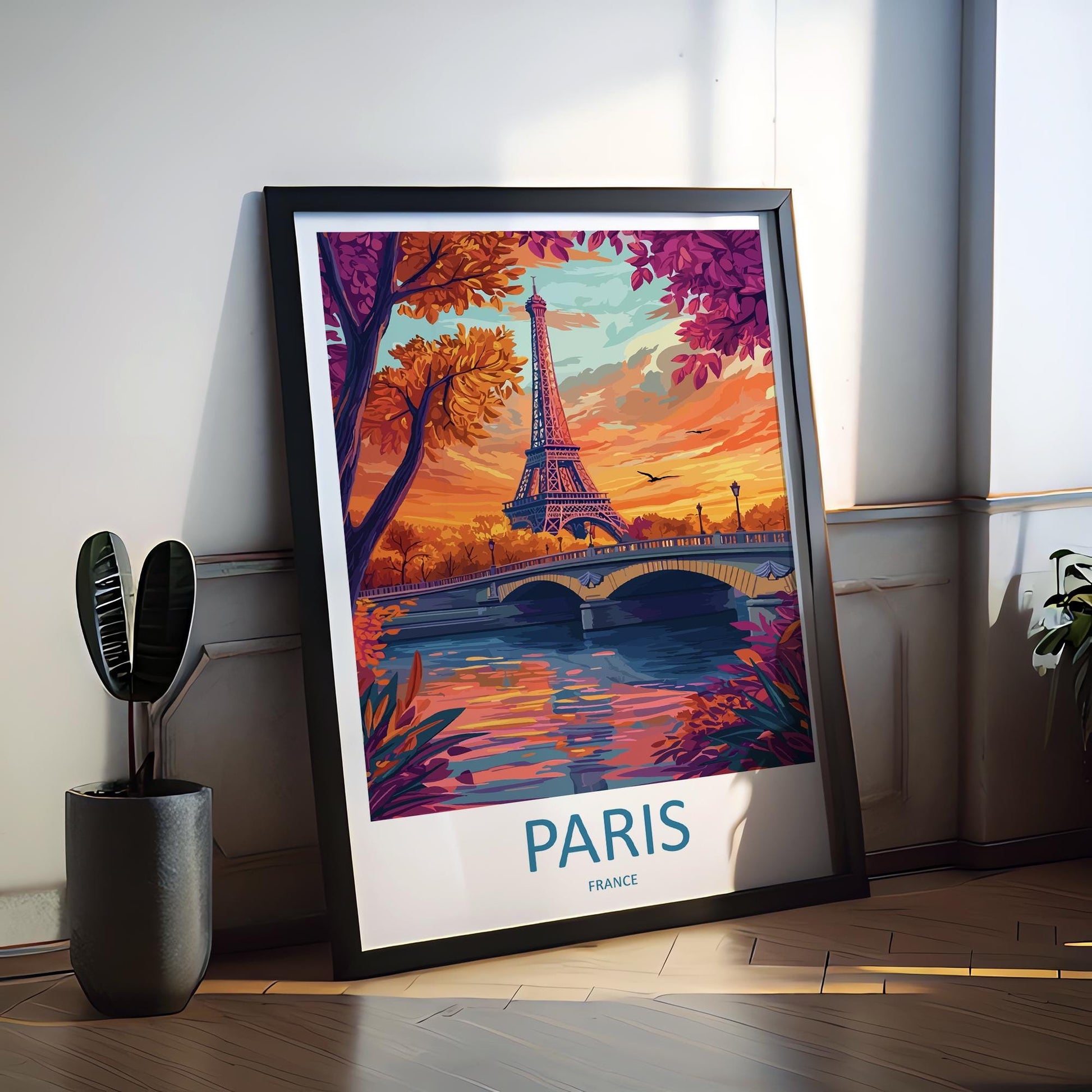 Paris Travel Print France Wall Art Eiffel Tower Poster Romantic Decor Gift for City Lover European Architecture Art Print