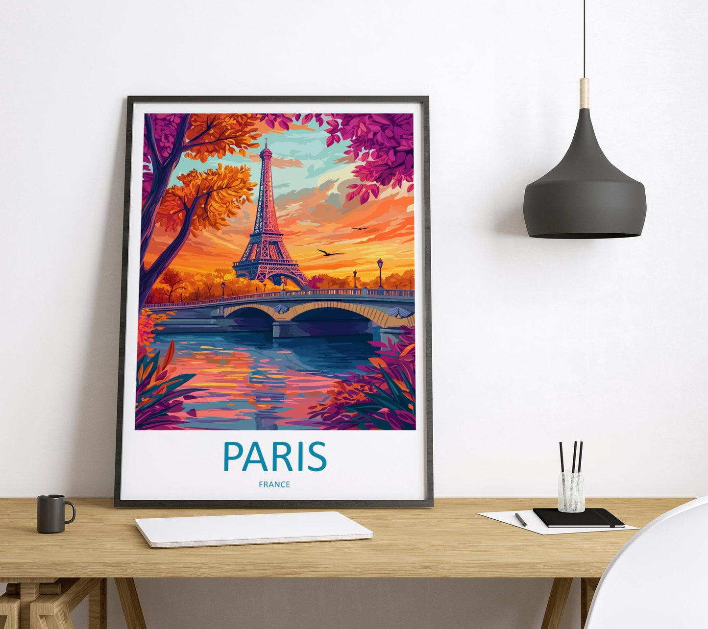 Paris Travel Print France Wall Art Eiffel Tower Poster Romantic Decor Gift for City Lover European Architecture Art Print