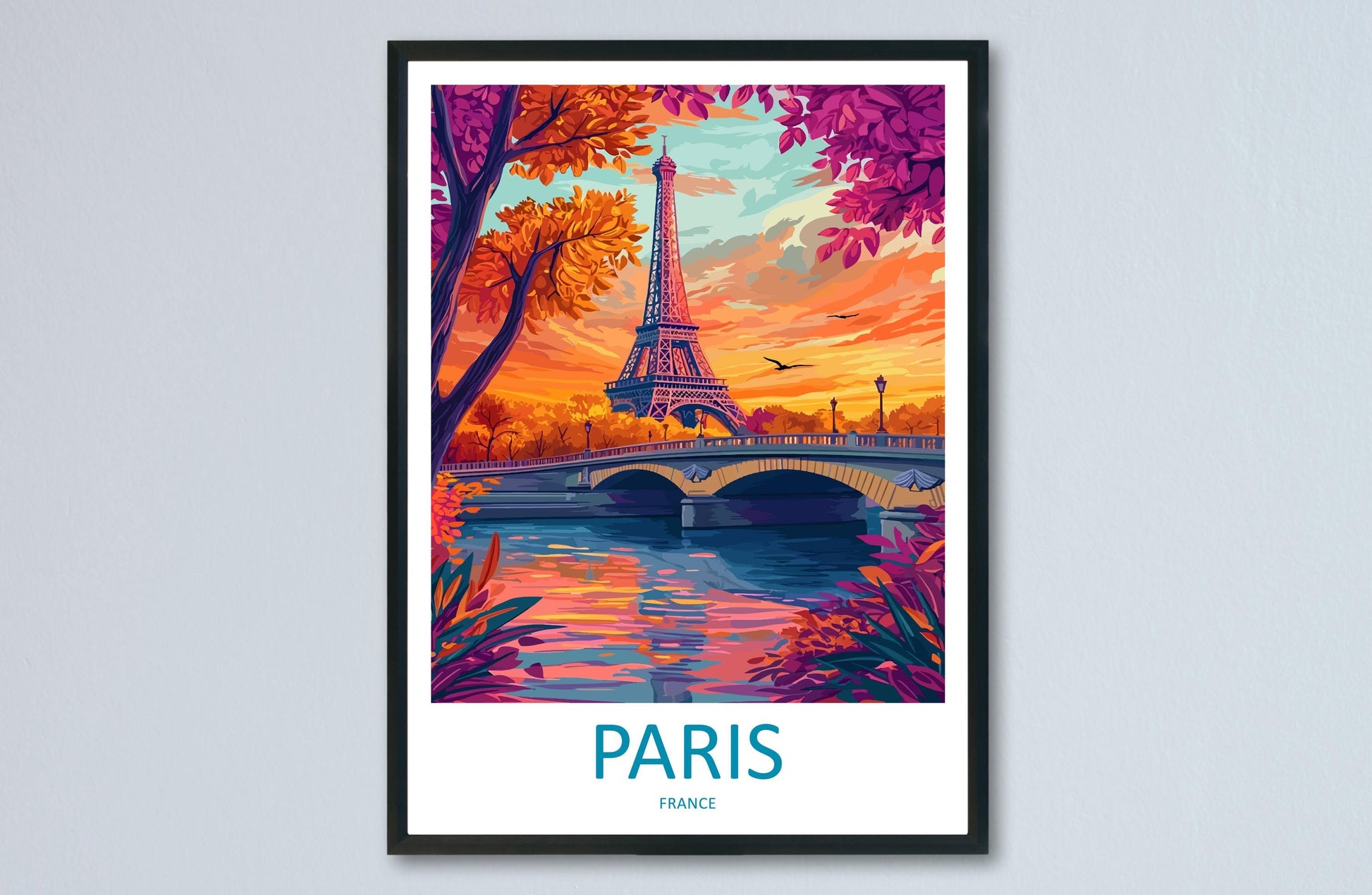 Paris Travel Print France Wall Art Eiffel Tower Poster Romantic Decor Gift for City Lover European Architecture Art Print