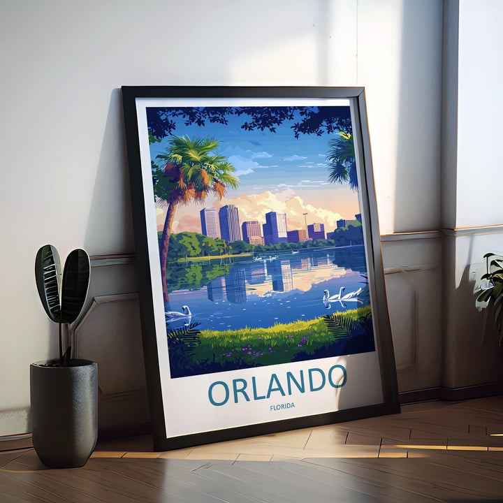 Orlando Travel Print Florida Wall Art Orlando City Poster Sunshine Decor Gift for Theme Park Lover USA Travel Landscape Art