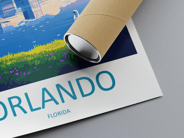 Orlando Travel Print Florida Wall Art Orlando City Poster Sunshine Decor Gift for Theme Park Lover USA Travel Landscape Art