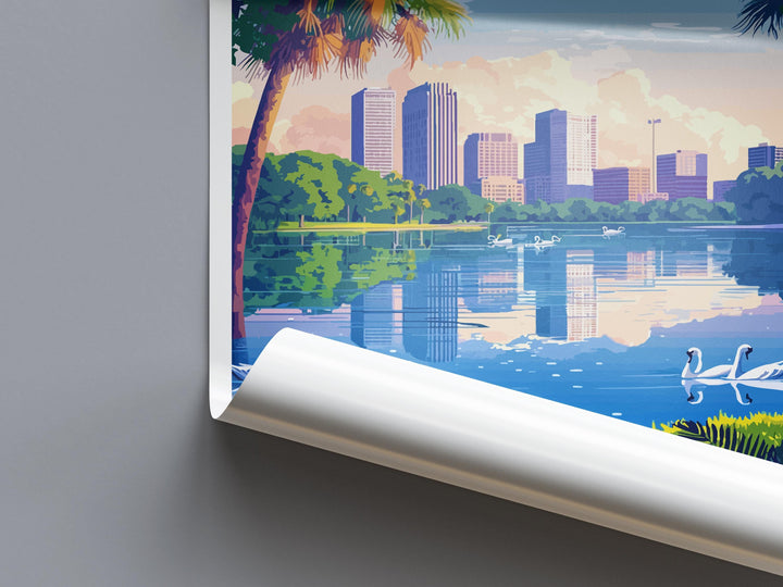 Orlando Travel Print Florida Wall Art Orlando City Poster Sunshine Decor Gift for Theme Park Lover USA Travel Landscape Art