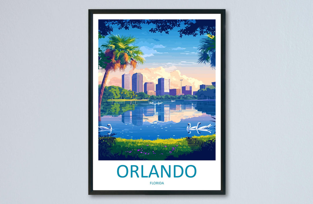 Orlando Travel Print Florida Wall Art Orlando City Poster Sunshine Decor Gift for Theme Park Lover USA Travel Landscape Art