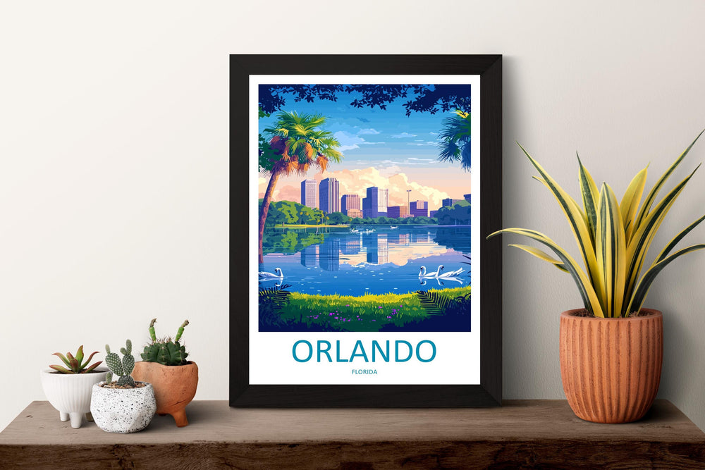 Orlando Travel Print Florida Wall Art Orlando City Poster Sunshine Decor Gift for Theme Park Lover USA Travel Landscape Art