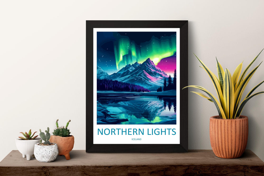 Northern Lights Iceland Print Aurora Wall Art Iceland Night Sky Poster Arctic Decor Gift for Nature Lover Nordic Landscape Art
