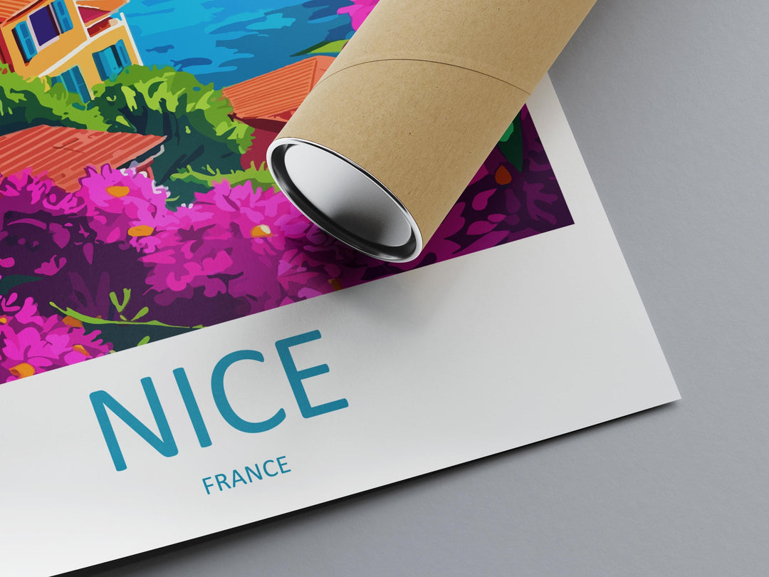 Nice Travel Print France Wall Art French Riviera Poster Coastal Decor Gift for Beach Lover Mediterranean Landscape Art